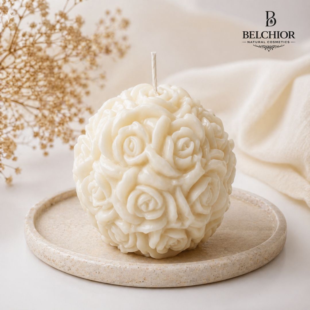 Vela Decorativa Esfera de Rosas Artesanal