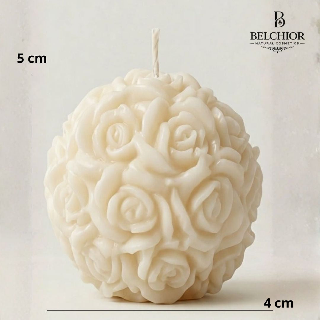 Vela Decorativa Esfera de Rosas Artesanal