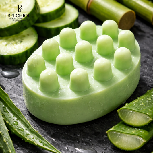 O Sabonete de Pepino e Bambu com esponja natural 80g